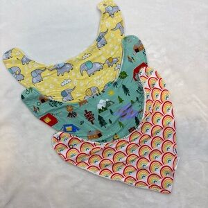 Little Sleepies Bandana Bibs Set of 3 Reusable Bibs Rainbow Elephants Outdoors